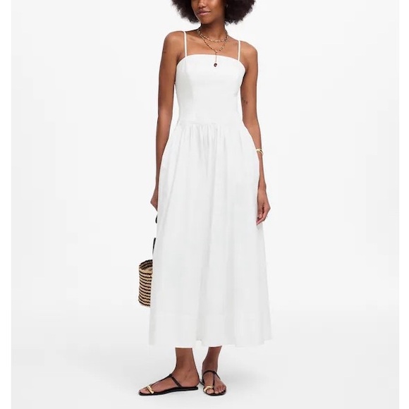 Madewell Dresses & Skirts - MADEWELL White Poplin Seamed Maxi Dress NV430